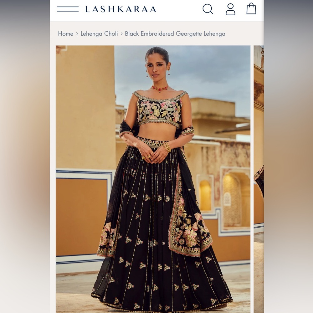 Black and Pink Embroidered Lehenga
